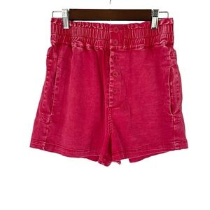 Skies Are Blue High‎ Waisted Shorts Red Cotton Button Fly Size Medium New
